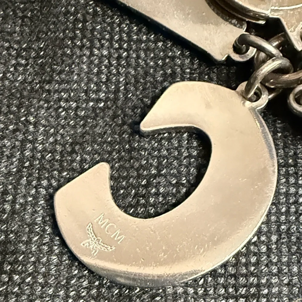 MCM Olive Green Tangerine and Silver Bag Charm Key Holder